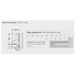 Bản lề giảm chấn inox 304 Hafele - Lọt lòng 483.01.722