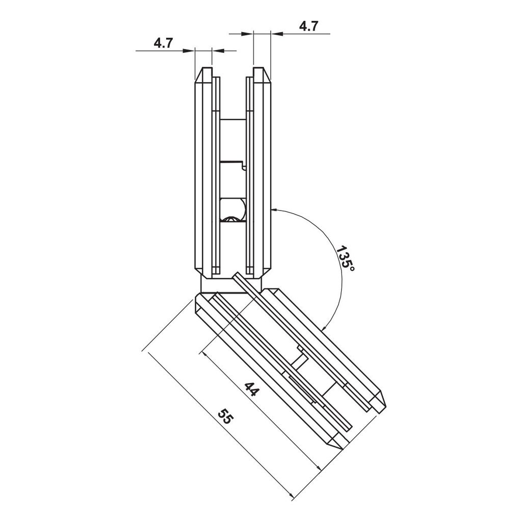 Bản lề kính – kính 135 độ Hafele PVD Xám ghi 499.05.859