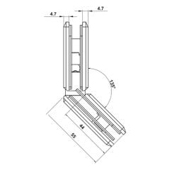Bản lề kính – kính 135 độ Hafele PVD Xám ghi 499.05.859