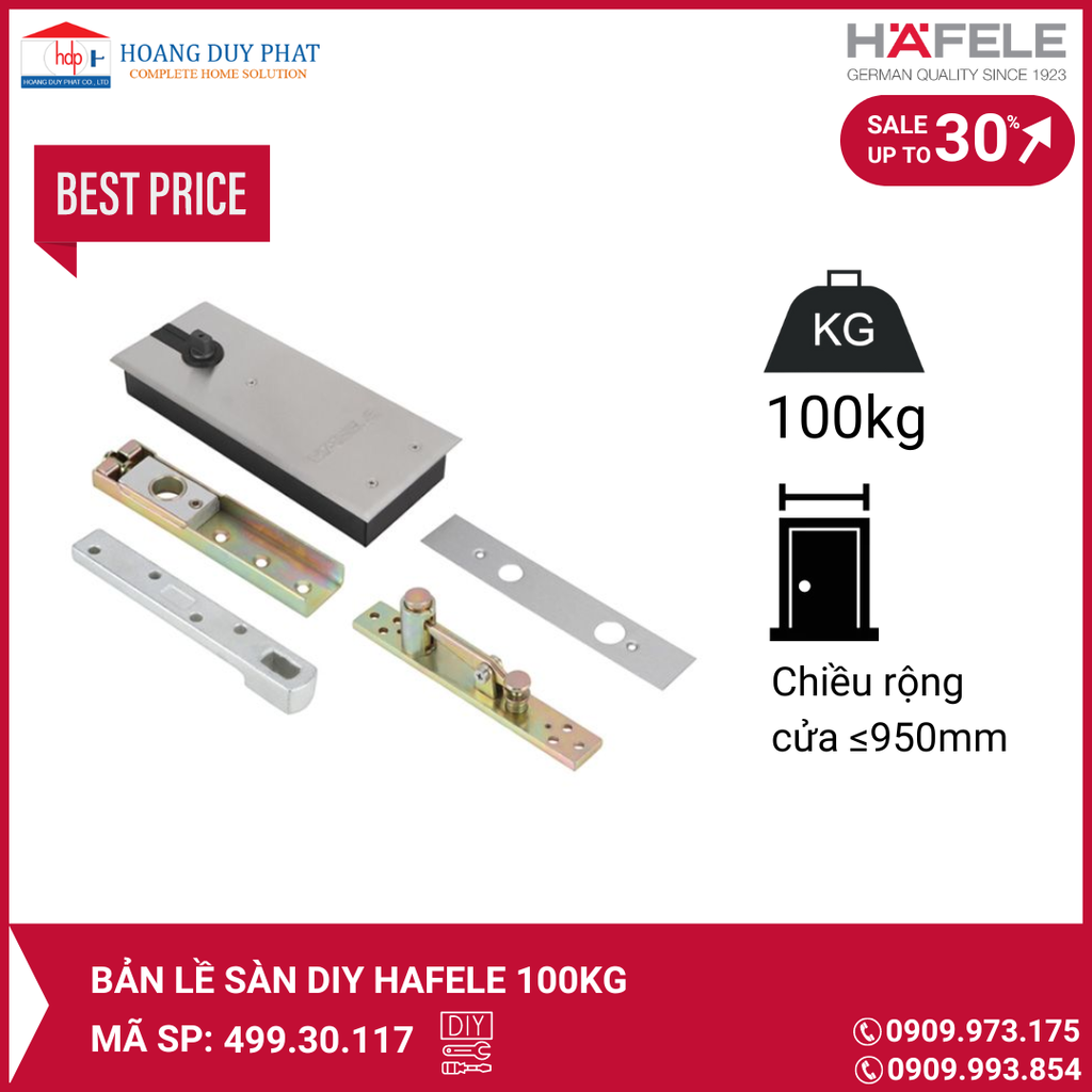 Bản lề sàn Hafele 100kg 499.30.117