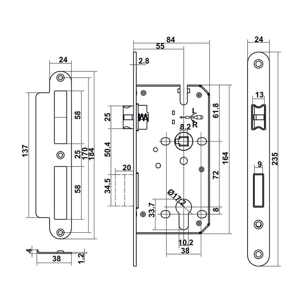 Bộ tay nắm cửa WC Hafele (không chìa) Nickel mờ 499.63.604