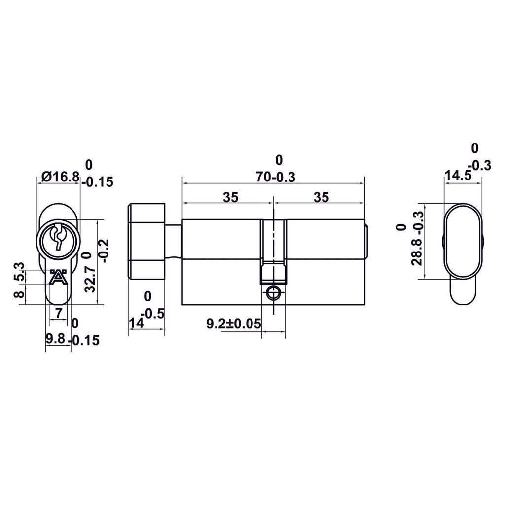 Bộ Tay nắm cửa Hafele đồng bóng 499.63.619