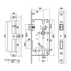 Bộ tay nắm cửa WC Hafele (không chìa) Nickel mờ 499.63.612