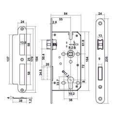 Bộ tay nắm cửa WC Hafele (không chìa) đồng bóng 499.63.615