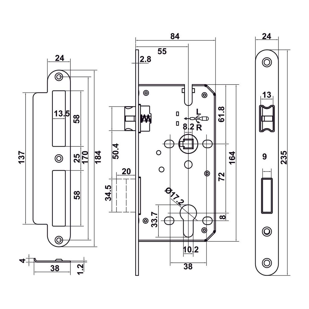 Bộ Tay nắm cửa Hafele đồng bóng 499.63.619