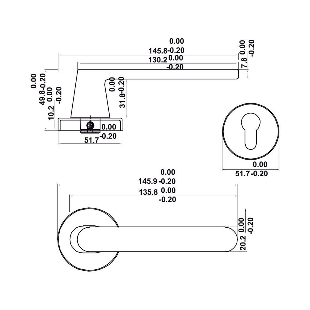 Bộ tay nắm cửa WC Hafele (không chìa) đồng bóng 499.63.615