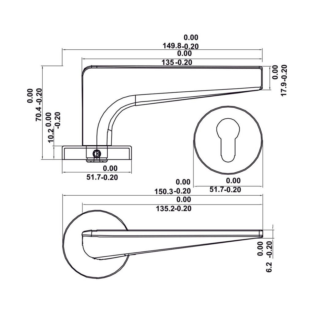 Bộ tay nắm cửa WC Hafele (không chìa) xám ghi 499.63.622