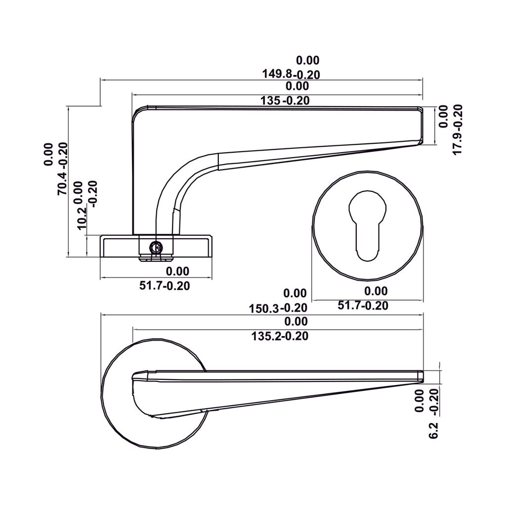 Bộ Tay nắm cửa Hafele Nickel mờ 499.63.616