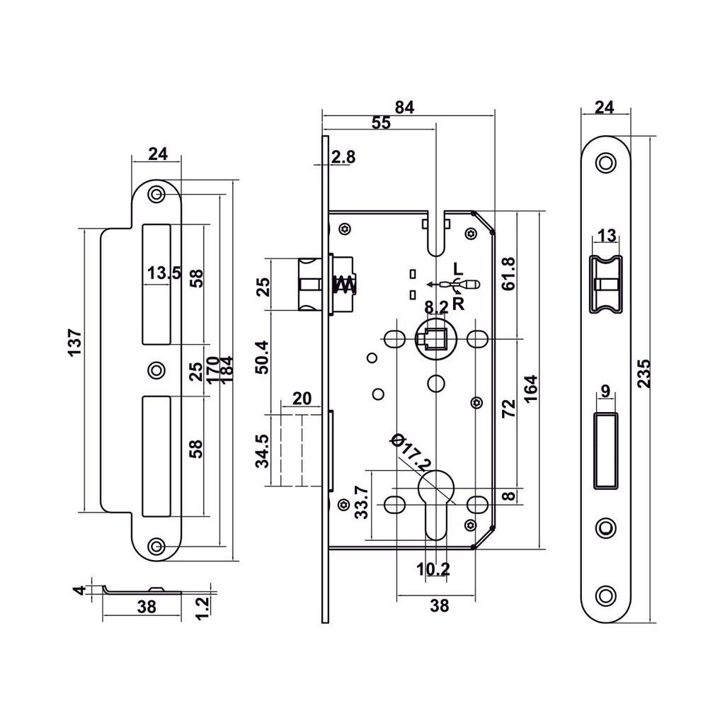 Bộ Tay nắm cửa Hafele xám ghi 499.63.626