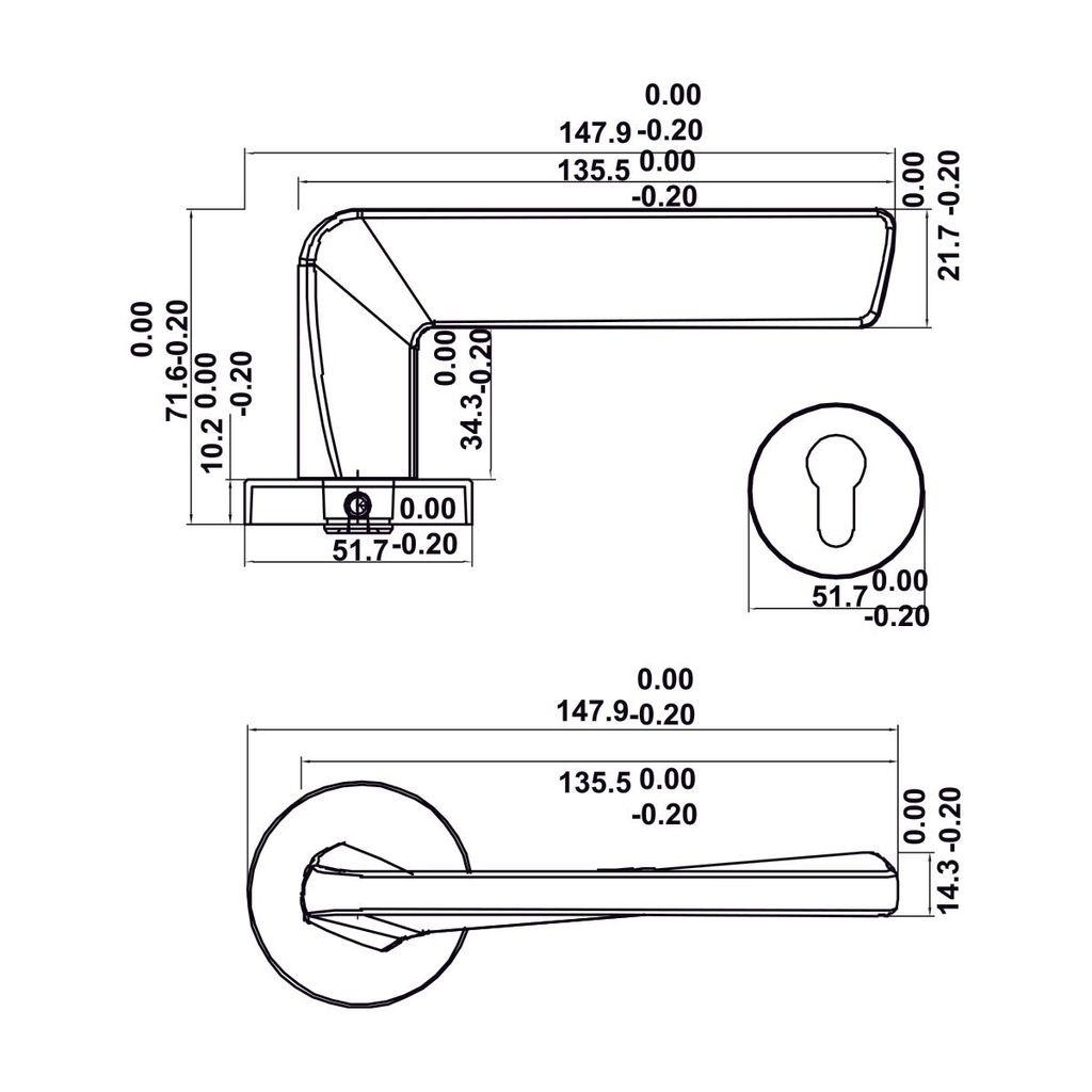 Bộ Tay nắm cửa Hafele đen mờ 499.63.625