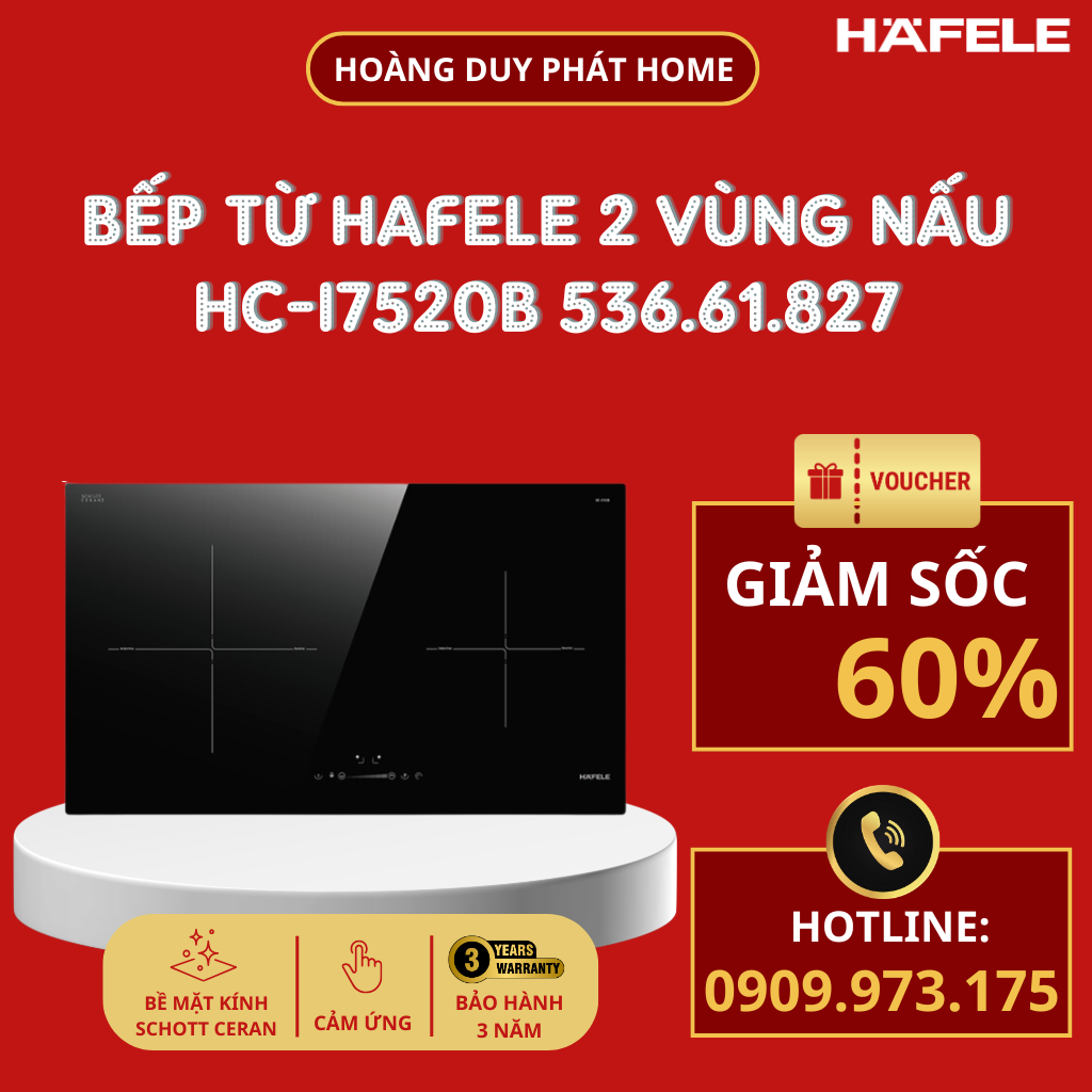 Bếp từ Hafele 2 vùng nấu HC-I7520B 536.61.827