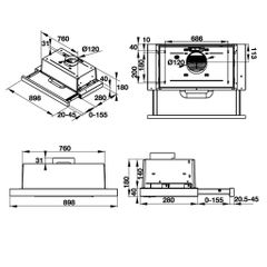 Máy hút mùi Hafele âm tủ 90cm HH-TI90D 539.81.085