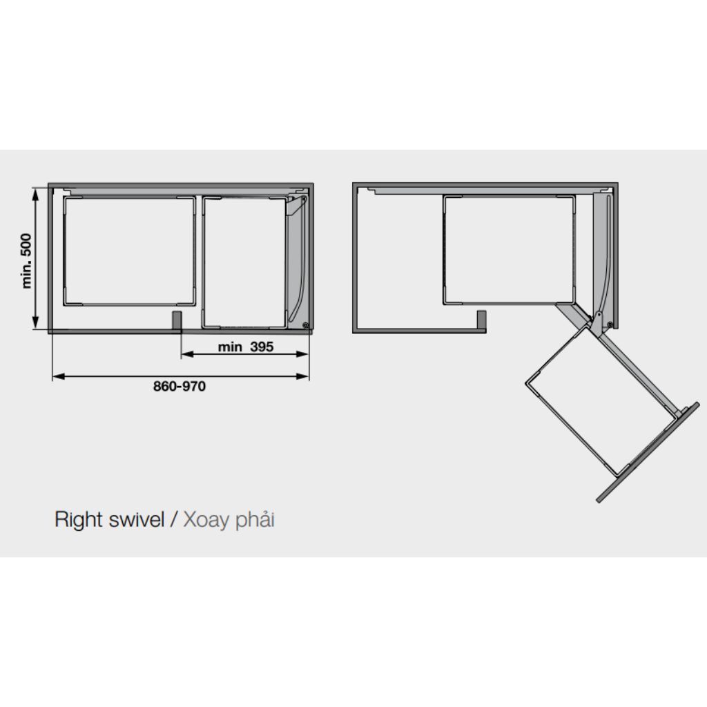 Giá góc liên hoàn Kessebohmer Hafele mở phải 546.17.005