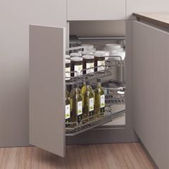 Kệ góc liên hoàn Hafele Inox 304 Mở trái 548.21.032