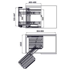 Kệ góc liên hoàn Hafele Inox 304 Mở trái 548.21.032