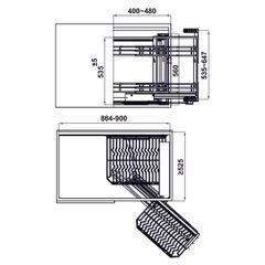 Kệ góc liên hoàn Hafele Inox 304 Mở phải 548.21.022