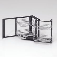 Kệ góc liên hoàn Hafele Inox 304 Mở trái 548.21.032