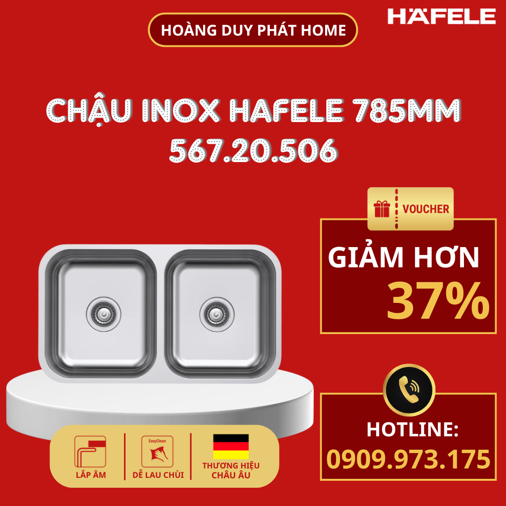 Chậu rửa chén Hafele 785mm HS20-SSN2R90S 567.20.506