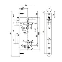 Thân khoá Hafele 45/85mm màu inox mờ 489.10.562