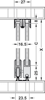 Bánh xe, Häfele Slido Design 25 IF G, Lọt lòng, trượt vào và siết chặt 415.13.104