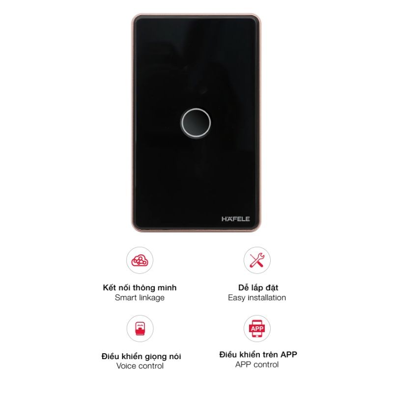 Công tắc đèn thông minh Hafele HSL-LSXG01B màu đen 820.71.000