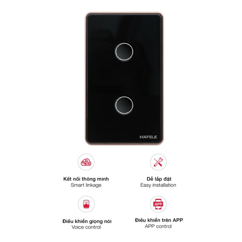 Công tắc đèn thông minh Hafele HSL-LSXG01B màu đen 820.71.001