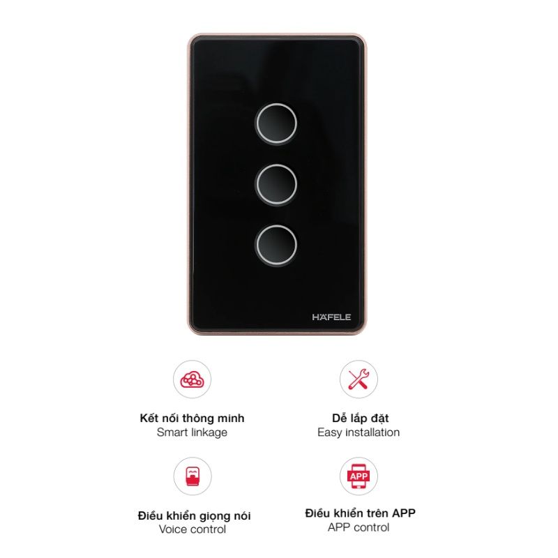 Công tắc đèn thông minh Hafele HSL-LSXG01B màu đen 820.71.002