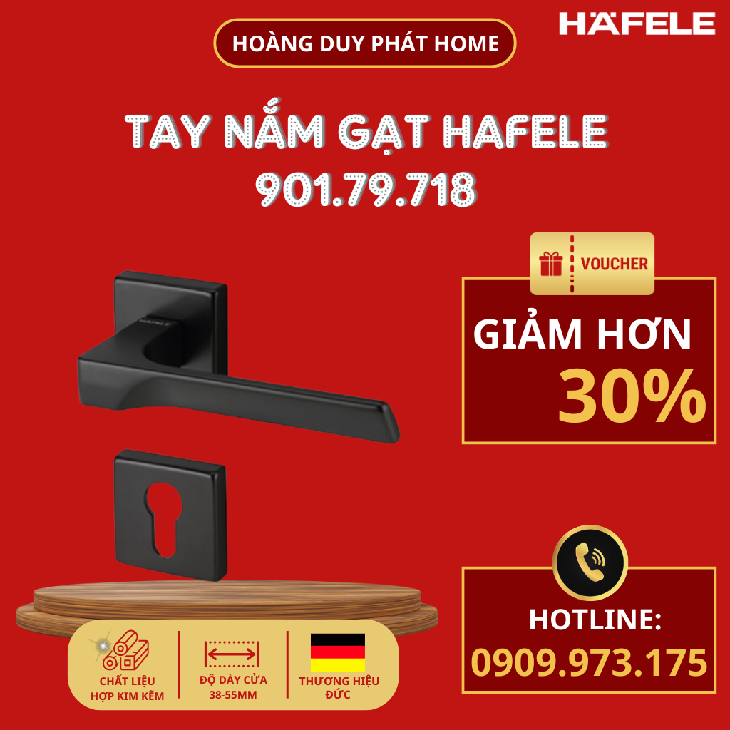 Tay nắm cửa Hafele TECHNA màu đen 901.79.718
