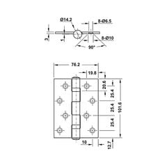 Bản lề lá Hafele 2BB 102x76x3mm màu đen 926.20.063