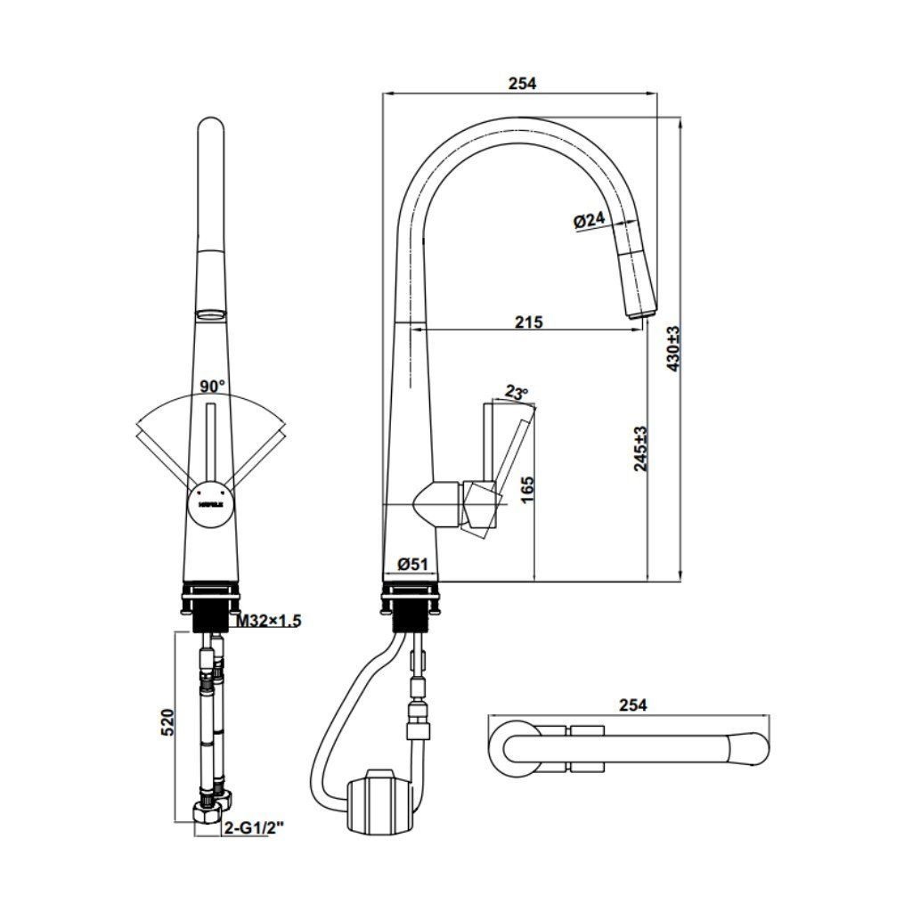 Vòi rửa chén Hafele HT21-CH1P245 577.55.220