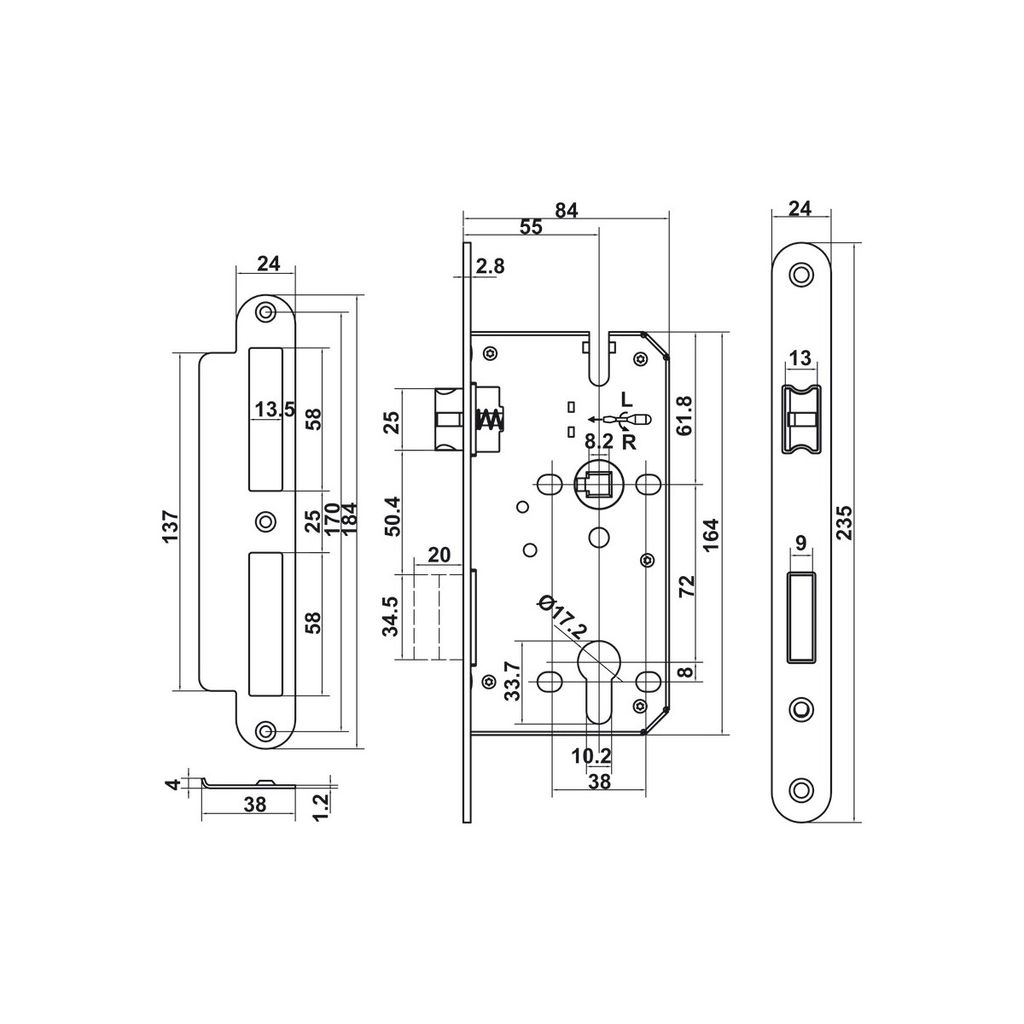 Bộ Tay nắm cửa Hafele Đen mờ 499.63.633