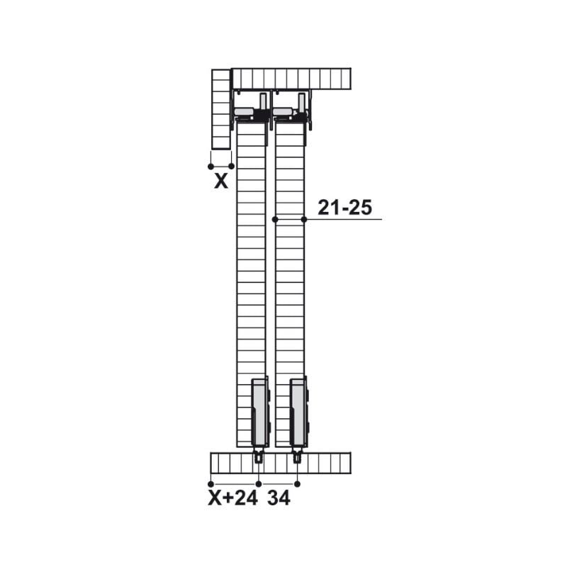 Bộ phụ kiện cửa trượt tủ áo Hafele 3 cánh 22-25mm SLIDO CLASSIC 50 IF 401.30.004