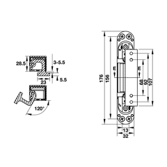 Bản lề âm Hafele màu đen 927.03.043