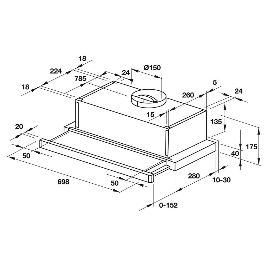 Máy hút mùi âm tủ Hafele 70cm HH-S70A 533.89.031