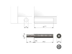 Nêm nhấn mở Hafele - Màu xám - Loại ngắn - Đầu cao su 356.12.513
