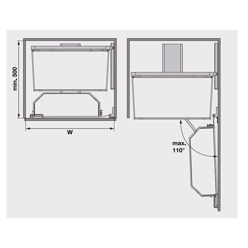 Tủ đô khô 3 tầng Kessebohmer Hafele 600mm 545.93.436