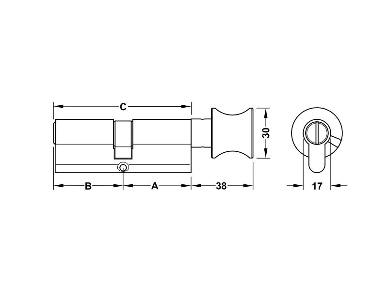 Ruột khoá Hafele cho cửa WC 71mm 916.91.932