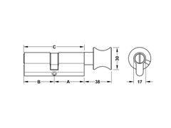 Ruột khoá Hafele cho cửa WC 71mm 916.91.932