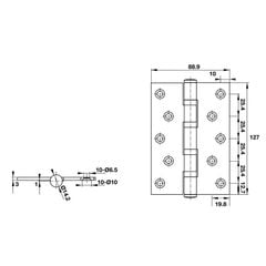 Bản lề lá Hafele 4BB 127x89x3mm màu đen 926.20.053
