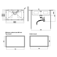 Chậu rửa chén Hafele 760mm HS25-SSN1S-7644 màu Titan 567.24.486