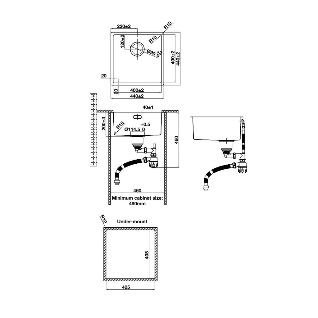 Chậu rửa chén Hafele 440mm HS24-SSN1S-440 567.24.447