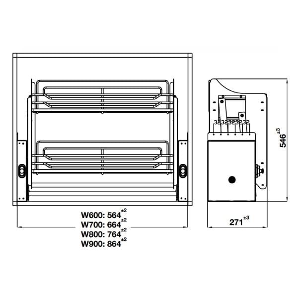 Giá bát nâng hạ Hafele 800mm 504.76.507