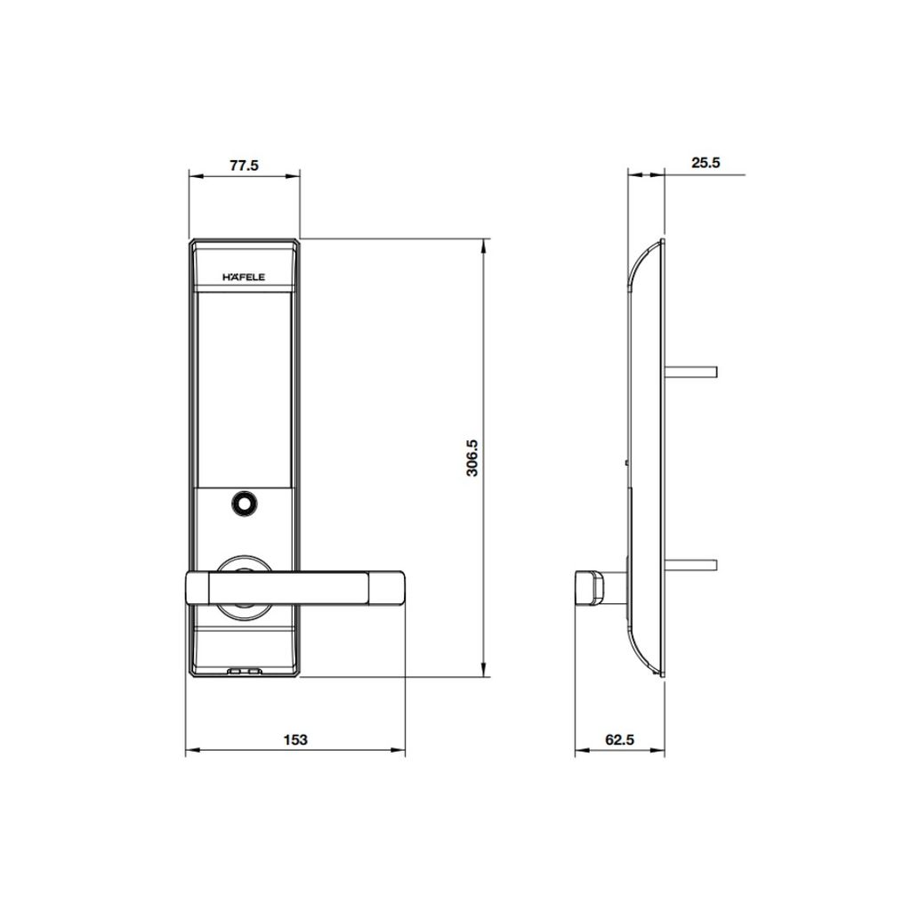 Khóa điện tử Hafele DL7900-TCB màu bạc thân nhỏ 912.05.643