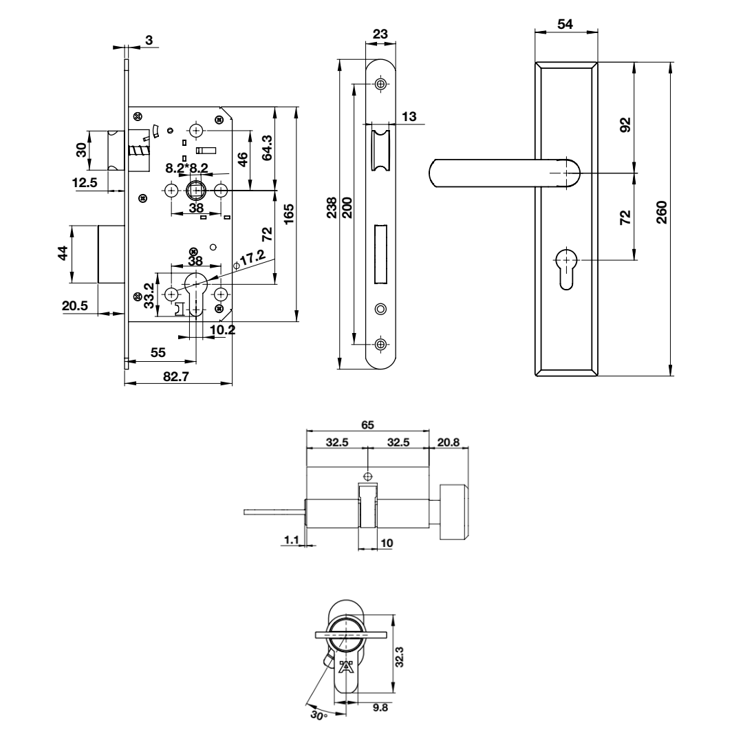 Bộ khoá cửa DIY Hafele 499.62.501