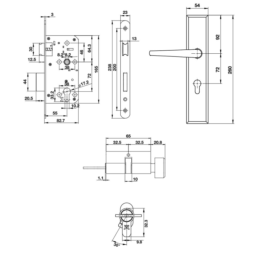 Bộ khoá cửa DIY Hafele 499.62.503