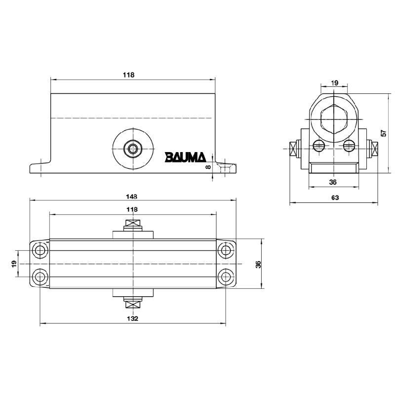 Cùi chỏ hơi Bauma BM-132 có dừng 45kg 931.47.069
