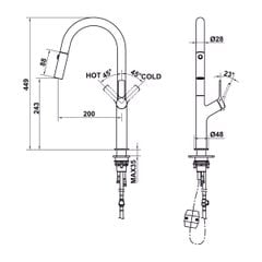 Vòi rửa chén Hafele HT25-SH1F449 Chrome mờ 570.85.045