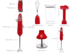Máy xay cầm tay Smeg màu đỏ HBF02RDEU 535.43.619