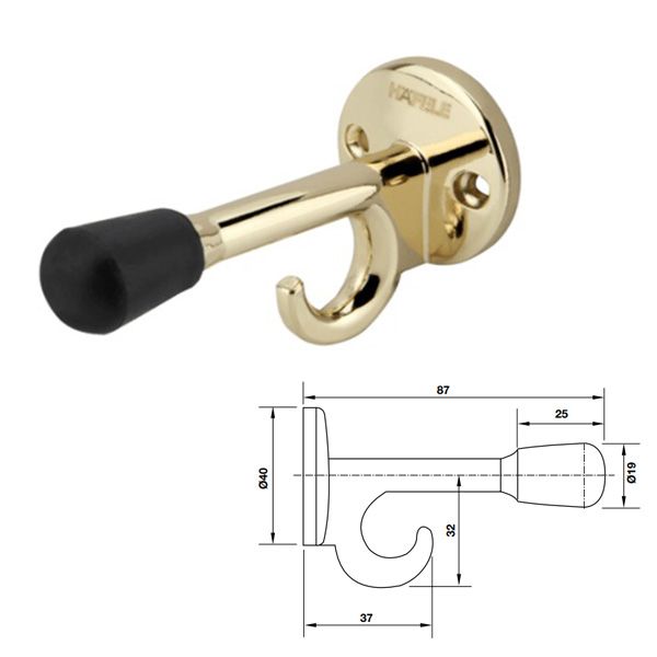 Chặn cửa gắn tường có móc DIY Hafele 489.70.221