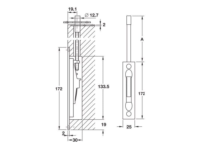 Chốt âm Hafele cho cửa thép 911.62.356